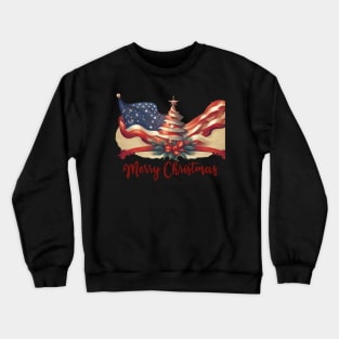 Usa flag merry christmas, funny most likely, family Crewneck Sweatshirt